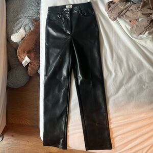 aritzia straight leg leather pants